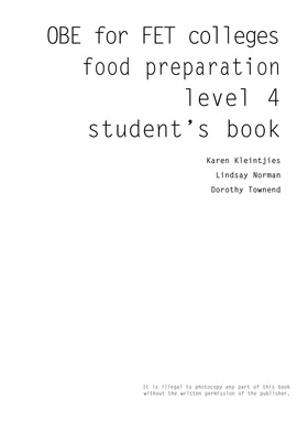OBE for FET Colleges Food Preparation Level 4 Students Book by 